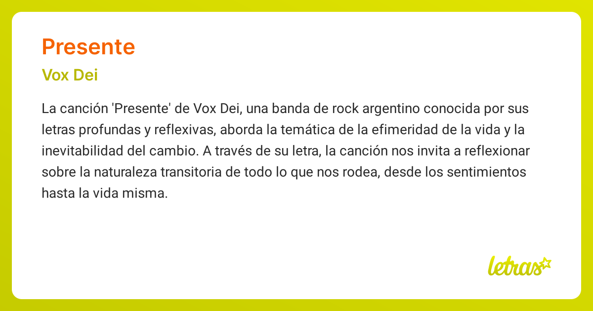 Significado de la canción PRESENTE (Vox Dei) - LETRAS.COM