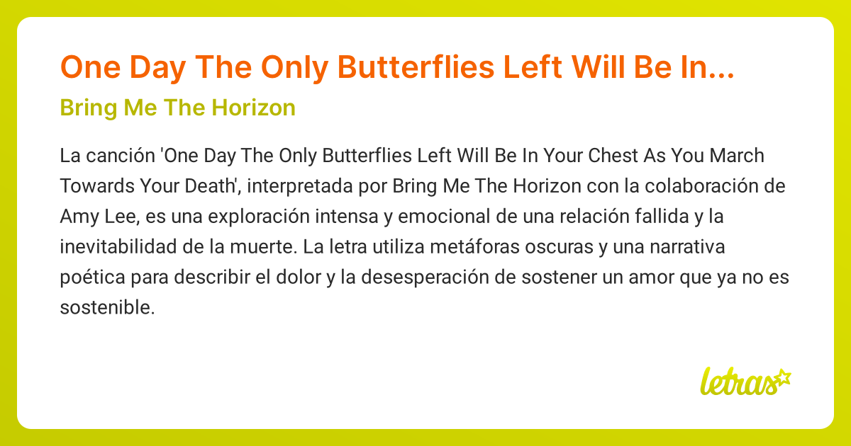 Significado de la canción One Day The Only Butterflies Left Will Be In ...