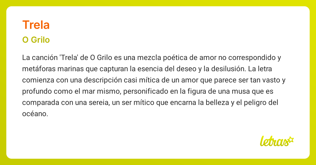 Significado de la canción TRELA (O Grilo) - LETRAS.COM