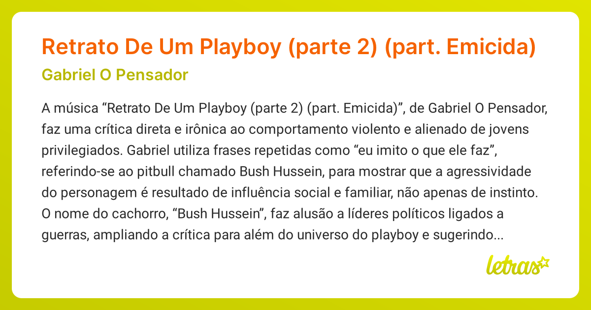 Significado da música Retrato De Um Playboy (parte 2) (part. Emicida ...