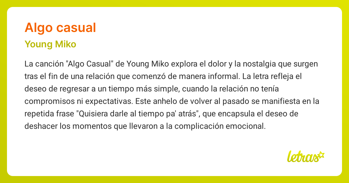 Significado de la canción ALGO CASUAL (Young Miko) - LETRAS.COM