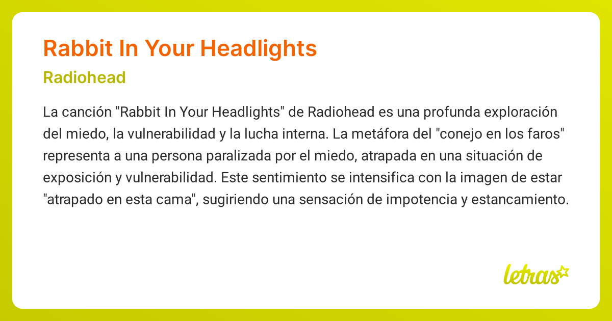 Significado de la canción RABBIT IN YOUR HEADLIGHTS (Radiohead ...