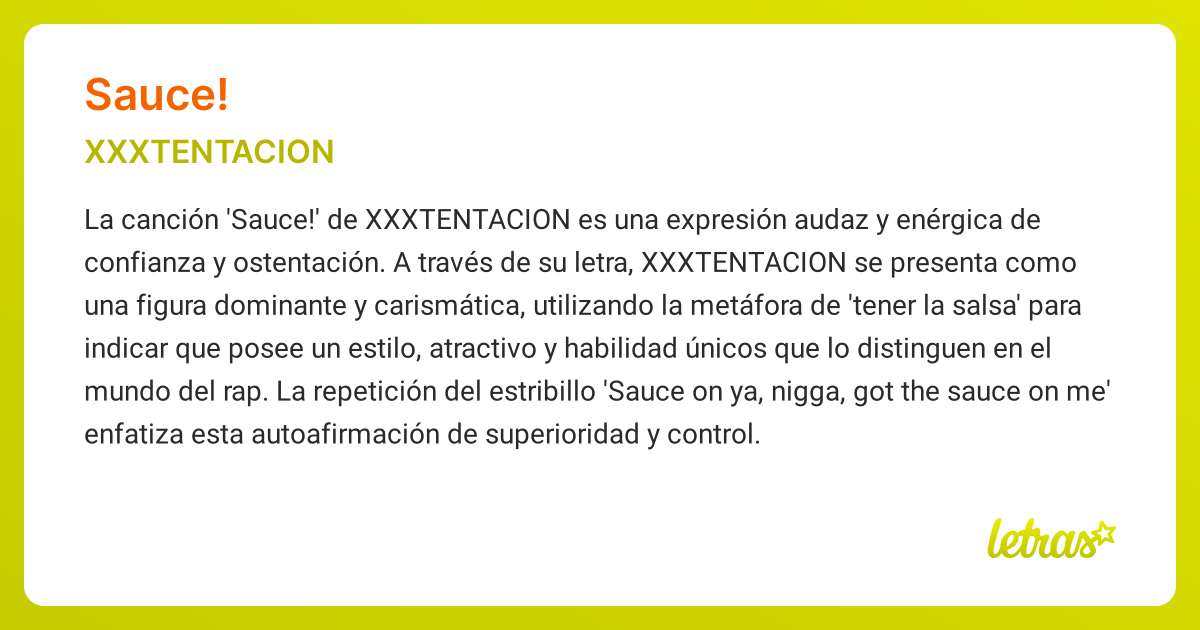 Significado de la canción SAUCE! (XXXTENTACION)