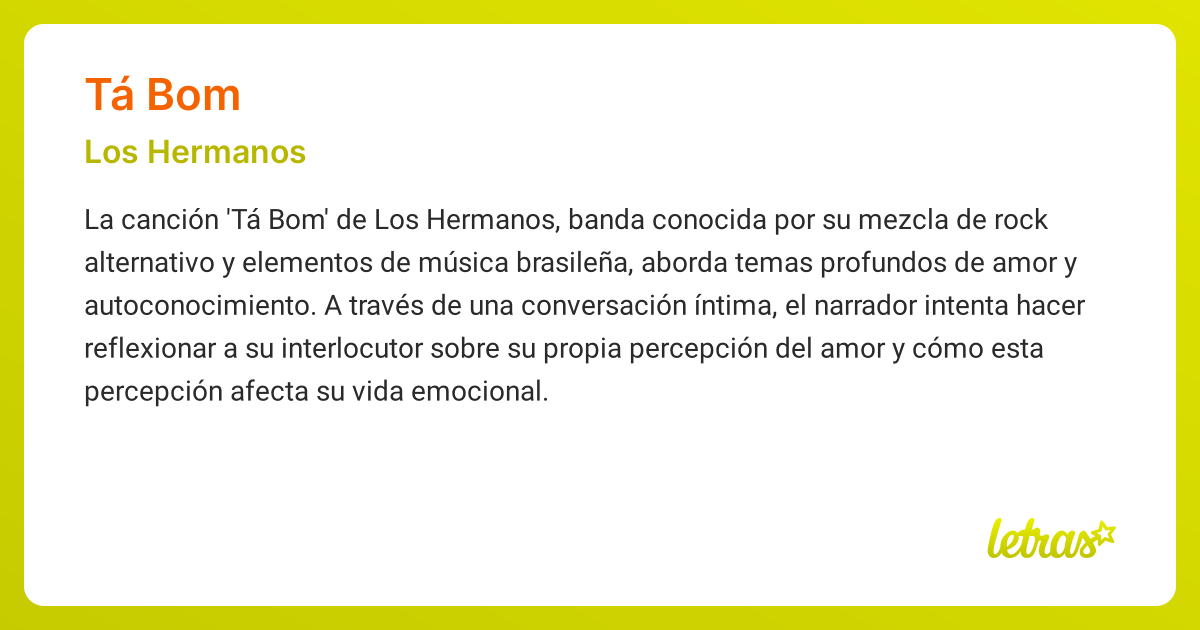 Significado de la canción TÁ BOM (Los Hermanos) - LETRAS.COM