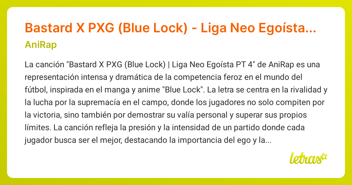 Significado de la canción Bastard X PXG (Blue Lock) - Liga Neo Egoísta ...