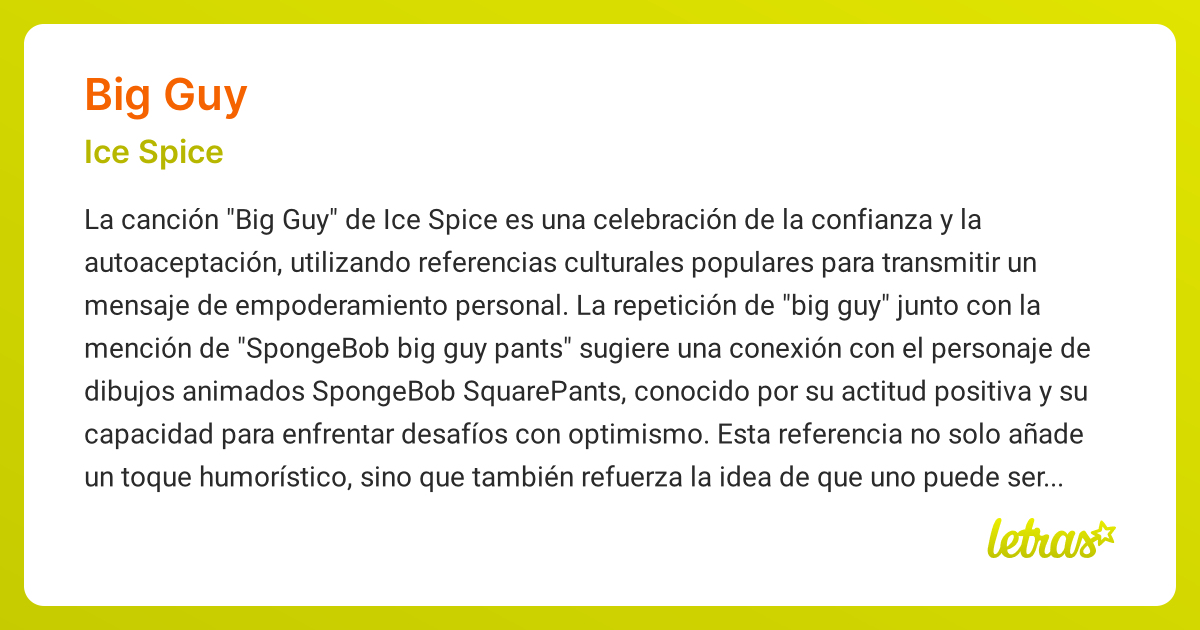 Significado de la canción BIG GUY (Ice Spice) - LETRAS.COM