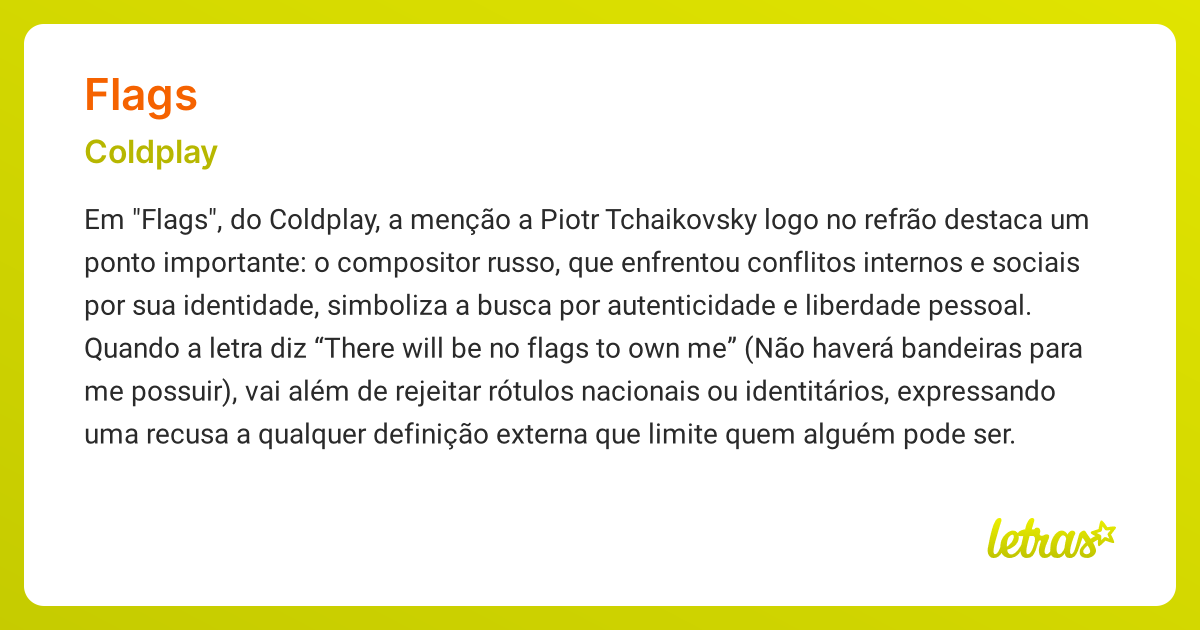 Significado da música FLAGS (Coldplay) LETRAS.MUS.BR