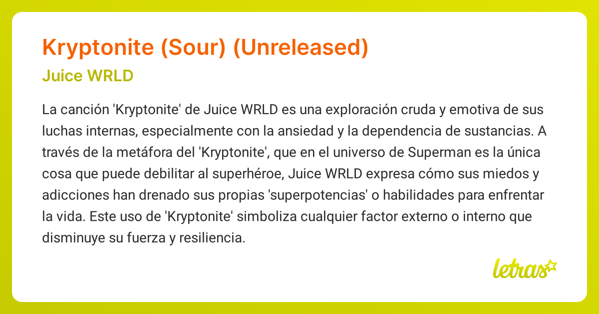 Significado de la canción KRYPTONITE (Juice WRLD)