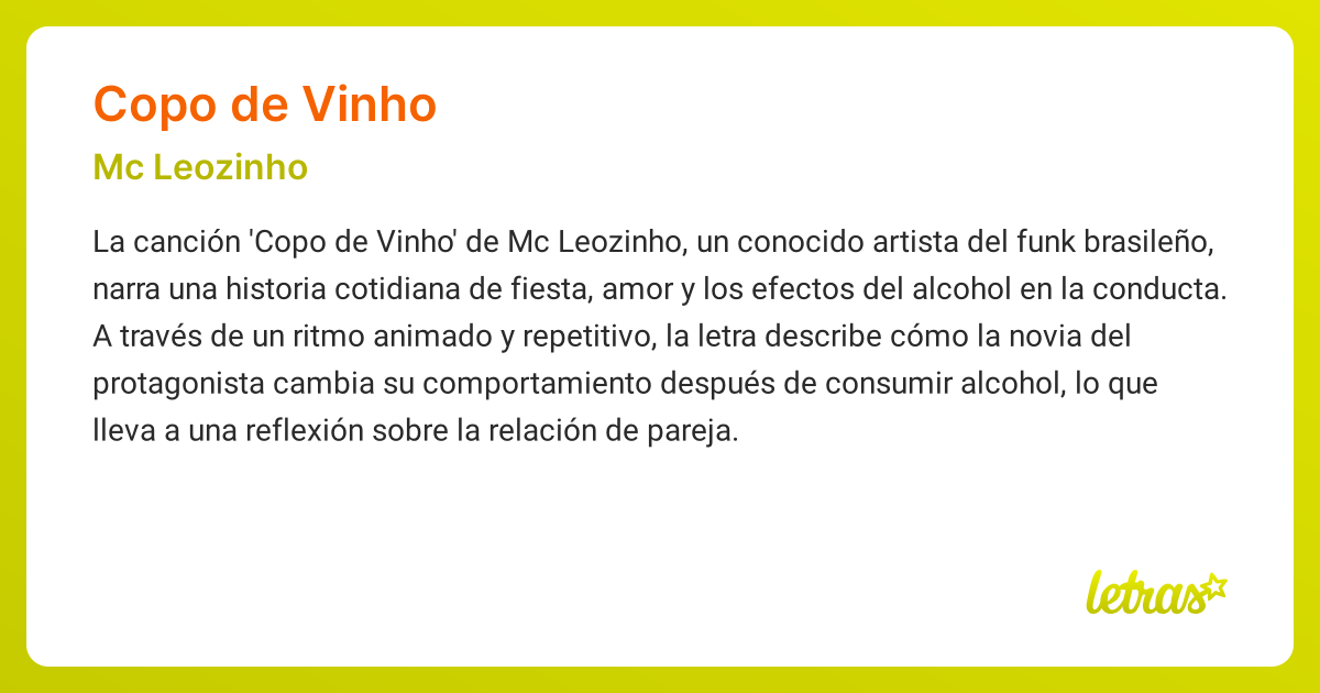 Significado De La Canción Copo De Vinho Mc Leozinho Letras Com