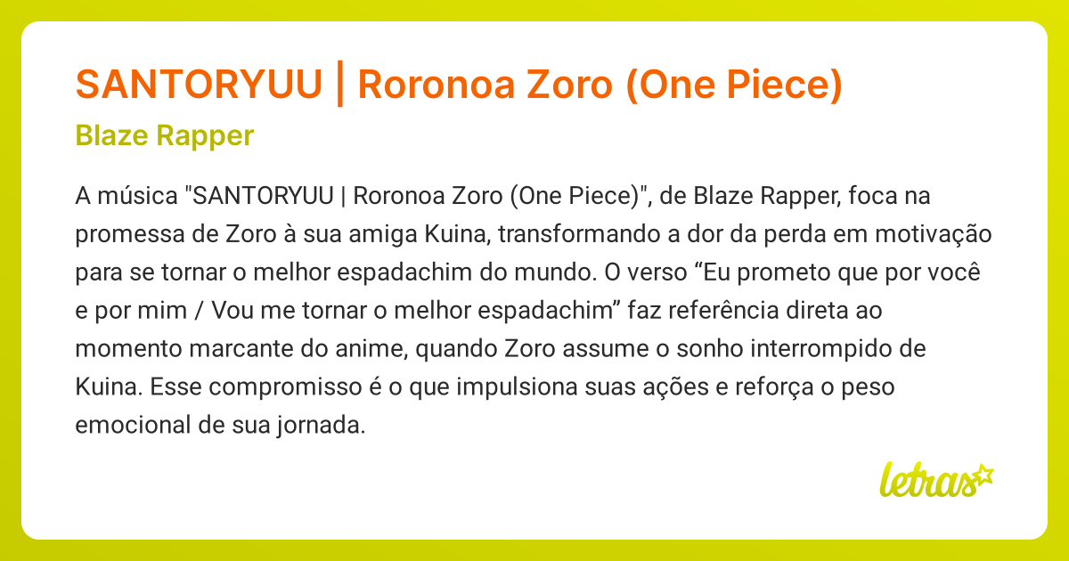 Significado da música SANTORYUU | Roronoa Zoro (One Piece) (Blaze ...