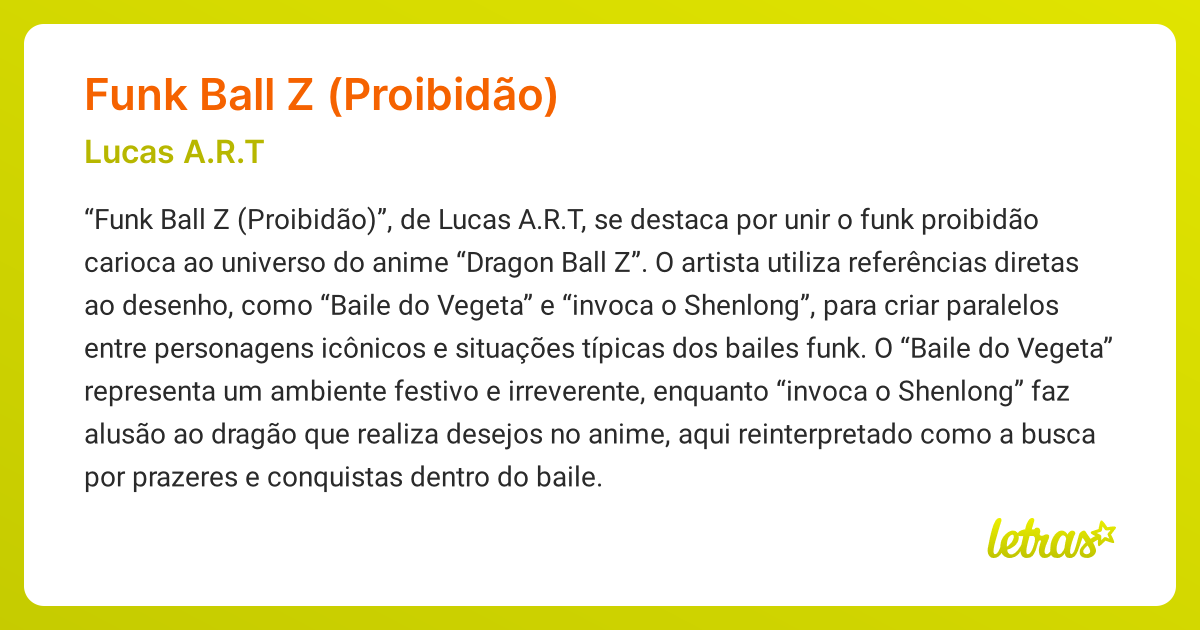 Significado da música FUNK BALL Z (PROIBIDÃO) (Lucas A.R.T) - LETRAS.MUS.BR