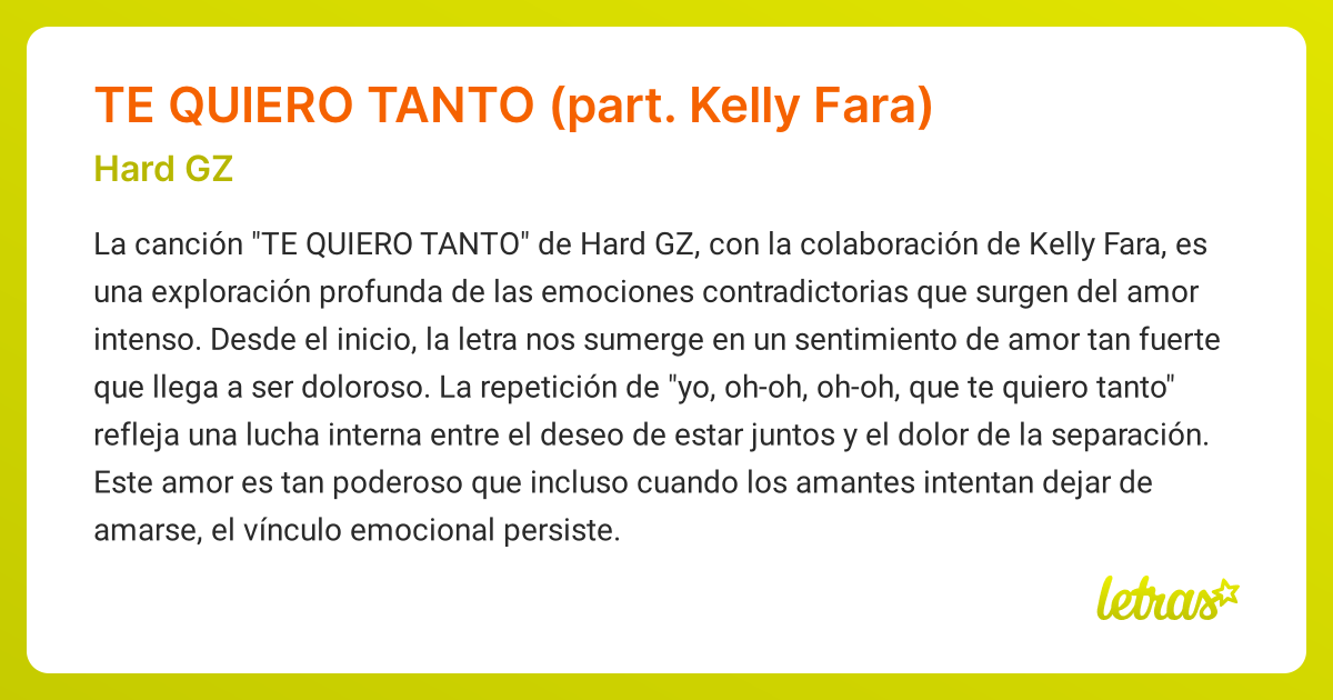 Significado de la canción TE QUIERO TANTO (part. Kelly Fara) (Hard GZ ...