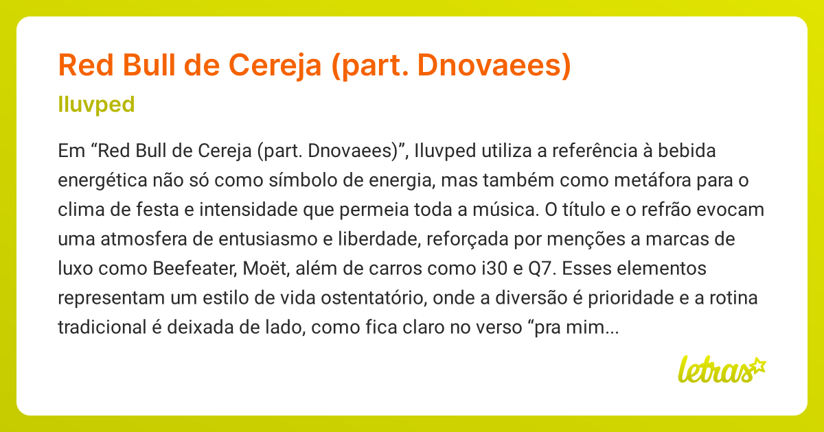 Significado da música Red Bull de Cereja (part. Dnovaees) (Iluvped ...