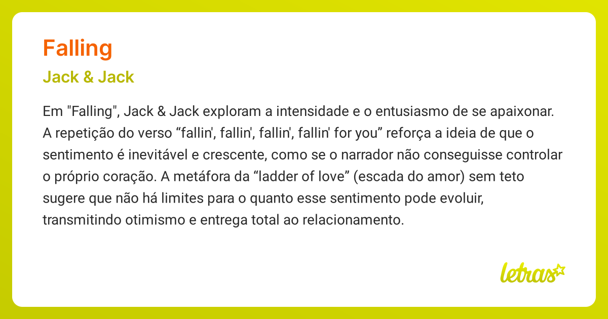 Significado da música FALLING (Jack & Jack) - LETRAS.MUS.BR