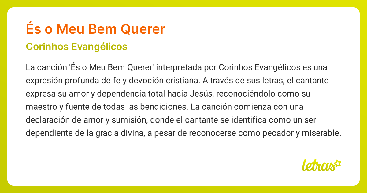 Significado de la canción ÉS O MEU BEM QUERER (Corinhos Evangélicos ...