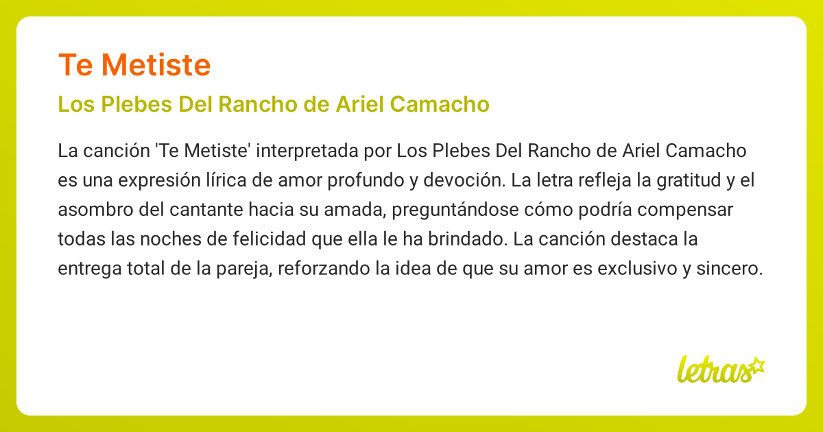 Significado de la canción TE METISTE (Los Plebes Del Rancho