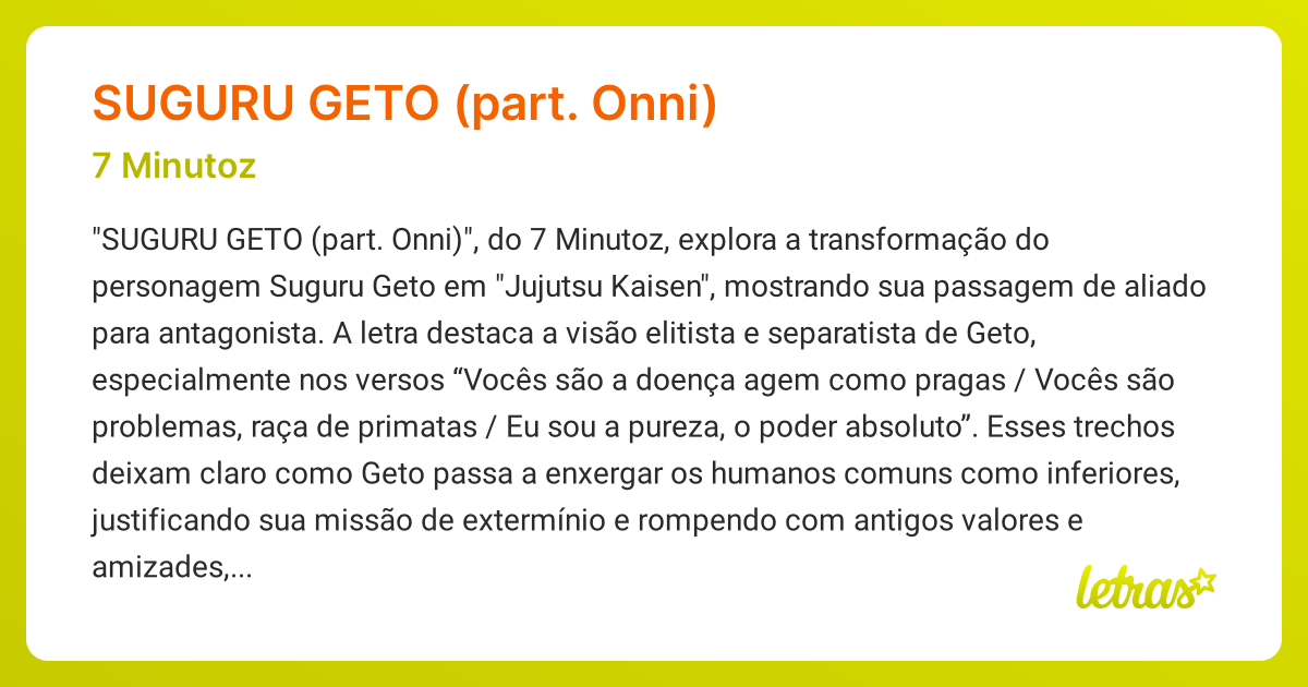 Significado da música SUGURU GETO (PART. ONNI) (7 Minutoz
