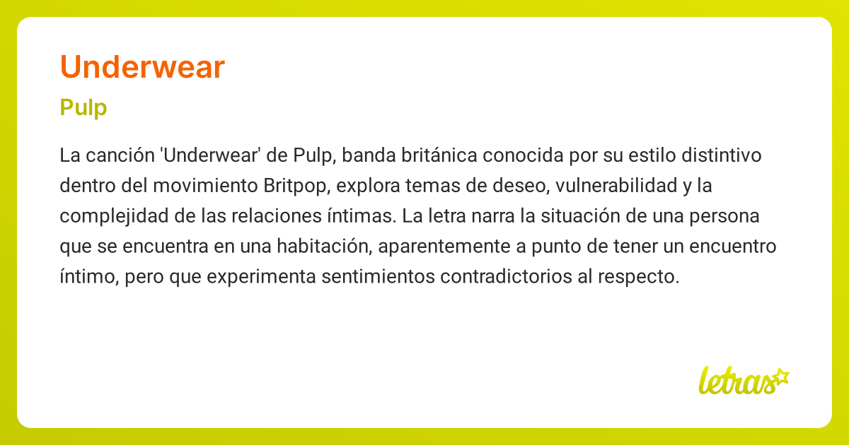 Significado de la canción UNDERWEAR (Pulp)