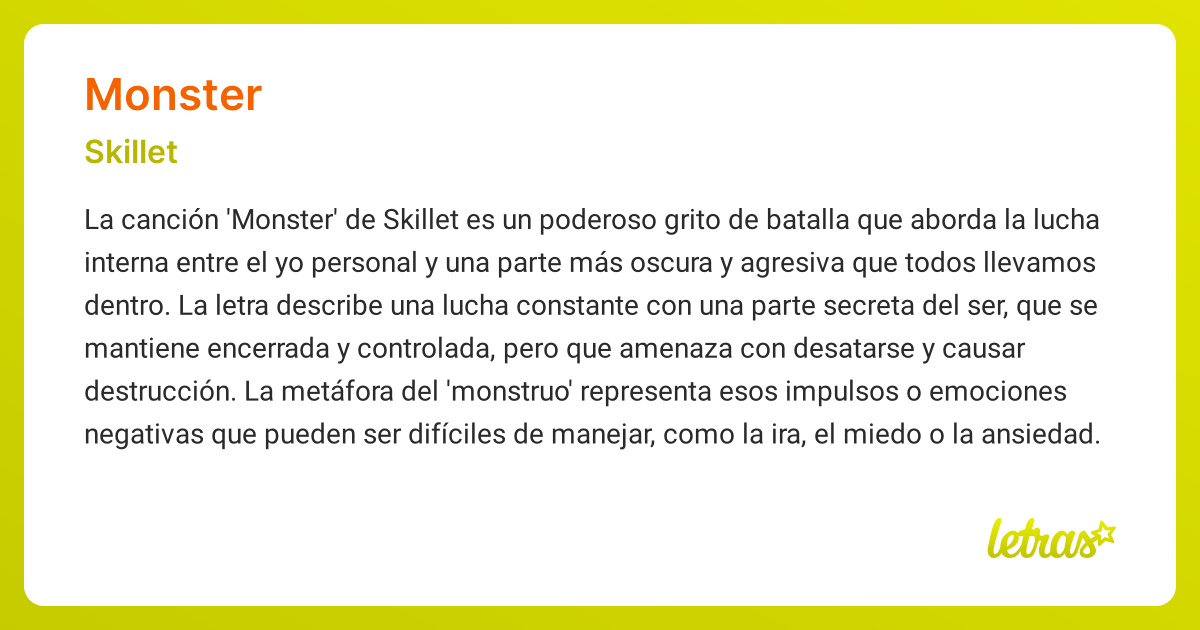 Significado de la canción MONSTER (Skillet)
