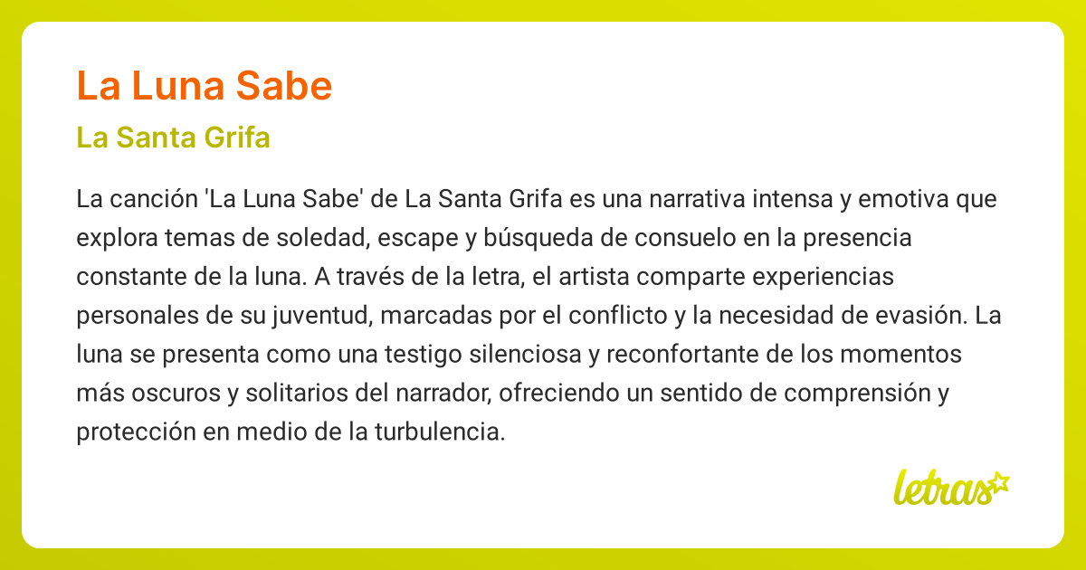 Significado de la canción LA LUNA SABE (La Santa Grifa) - LETRAS.COM