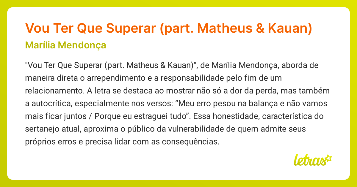 Significado da música Vou Ter Que Superar (part. Matheus & Kauan ...