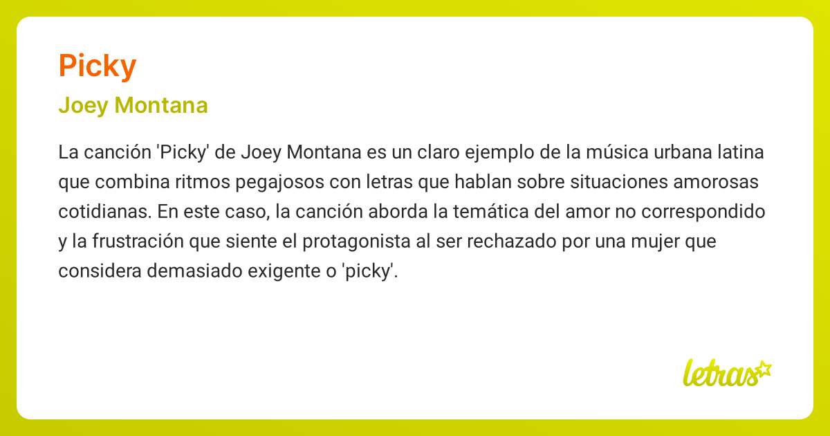 Significado de la canción PICKY (Joey Montana) - LETRAS.COM