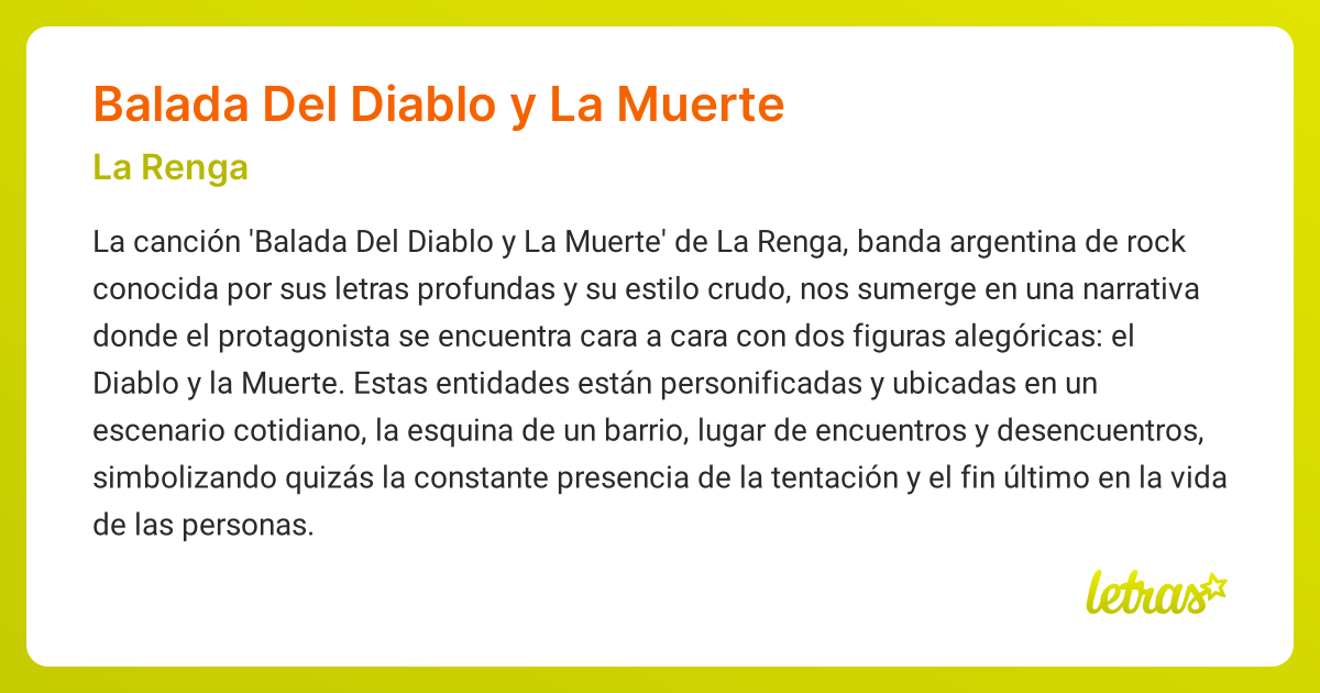 Significado de la canción BALADA DEL DIABLO Y LA MUERTE (La Renga ...