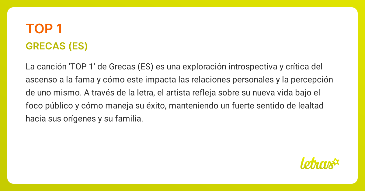 Significado de la canción TOP 1 (GRECAS (ES)) - LETRAS.COM