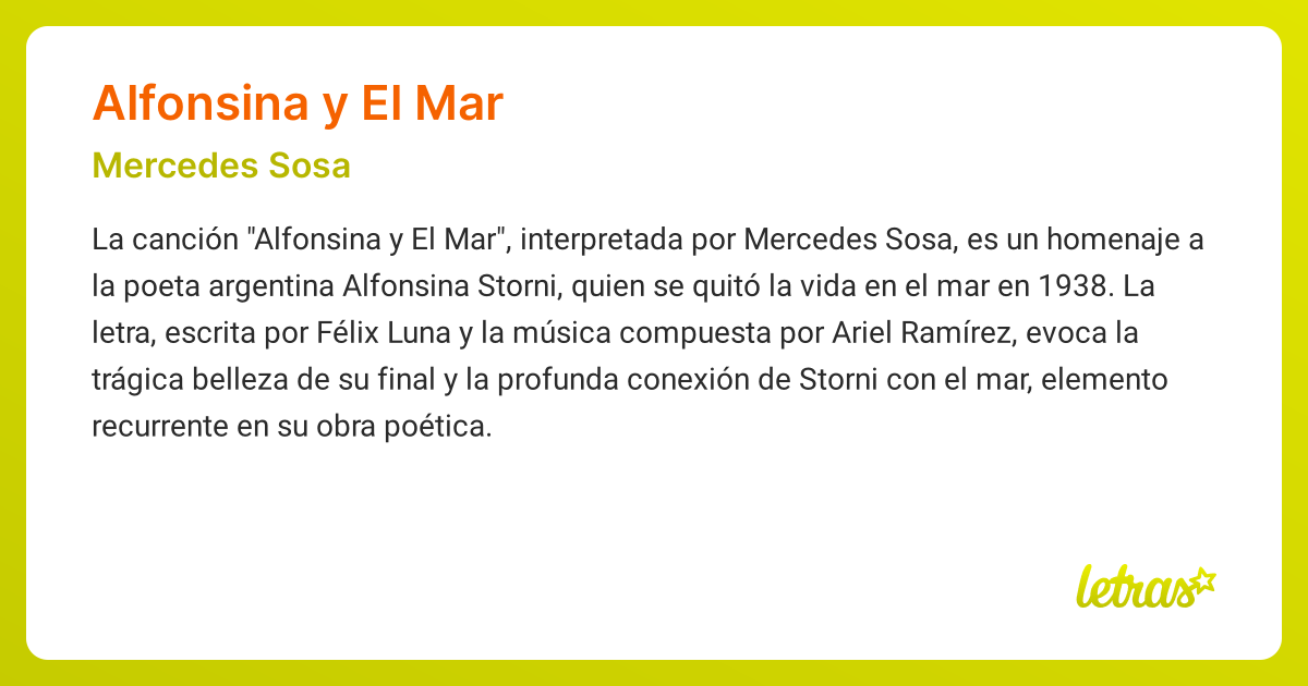 Significado de la canción ALFONSINA Y EL MAR (Mercedes Sosa)