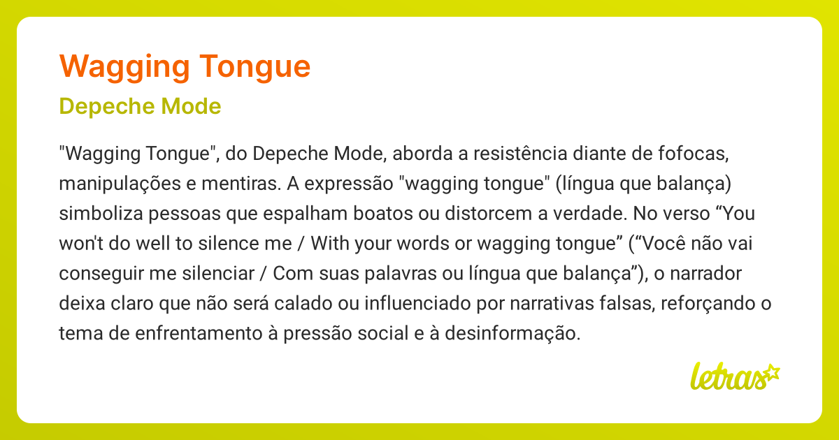 Significado da música WAGGING TONGUE (Depeche Mode) - LETRAS.MUS.BR