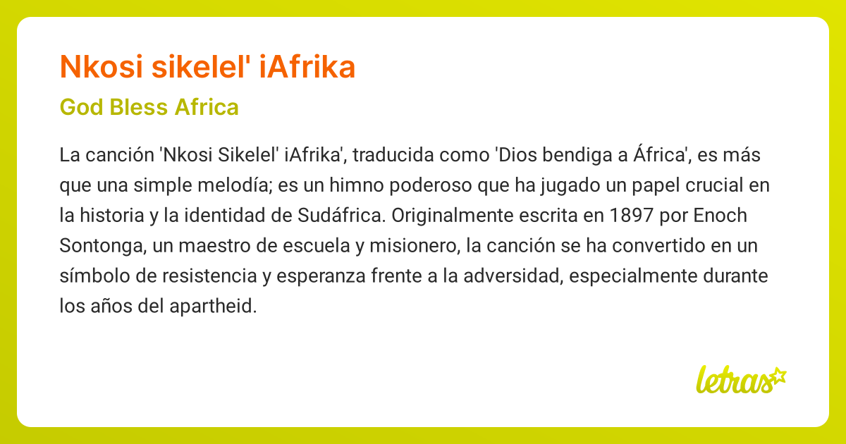 Significado de la canción NKOSI SIKELEL' IAFRIKA (God Bless Africa ...