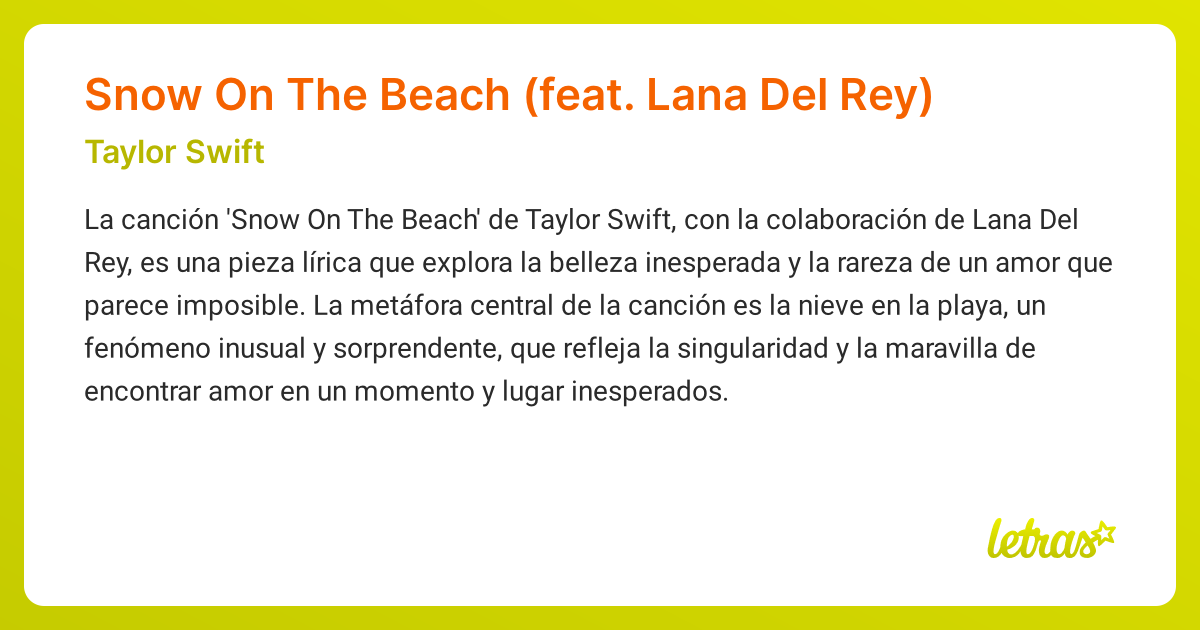 Significado De La Canción Snow On The Beach Feat Lana Del Rey