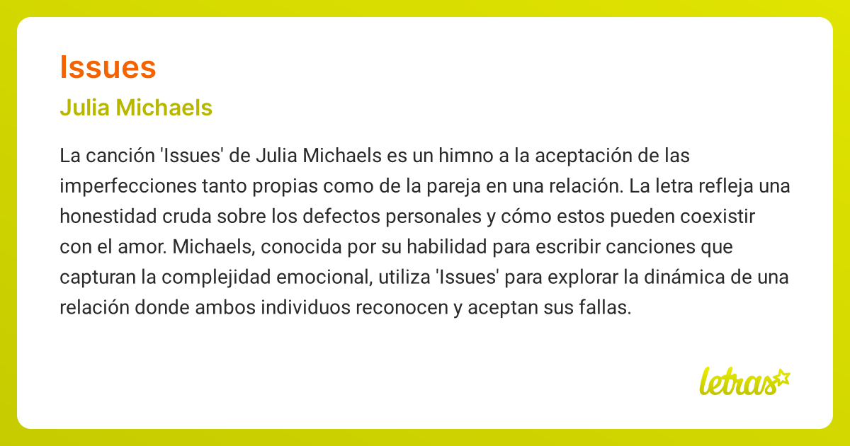 Significado de la canción ISSUES (Julia Michaels)