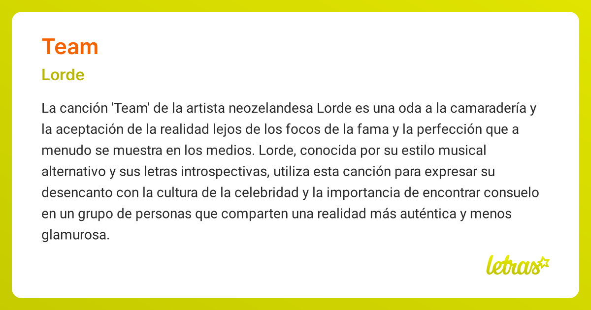 Significado de la canción TEAM (Lorde)