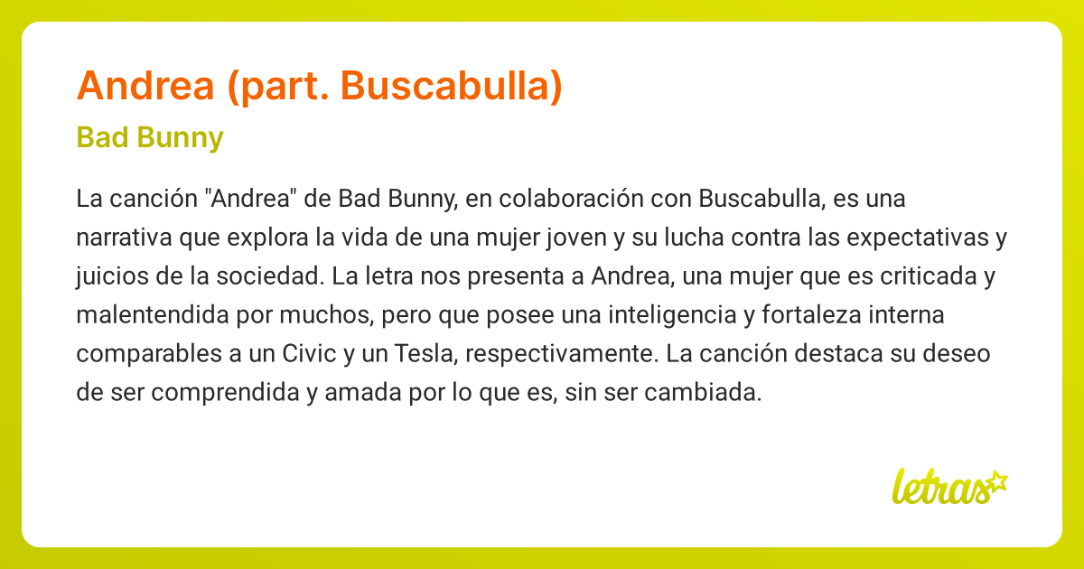 Significado de la canción ANDREA (PART. BUSCABULLA) (Bad Bunny ...