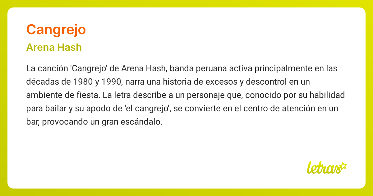 Significado de la canción CANGREJO (Arena Hash) - LETRAS.COM