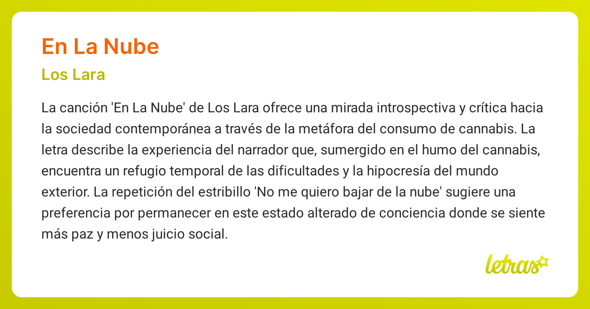 Significado de la canción EN LA NUBE (Los Lara)