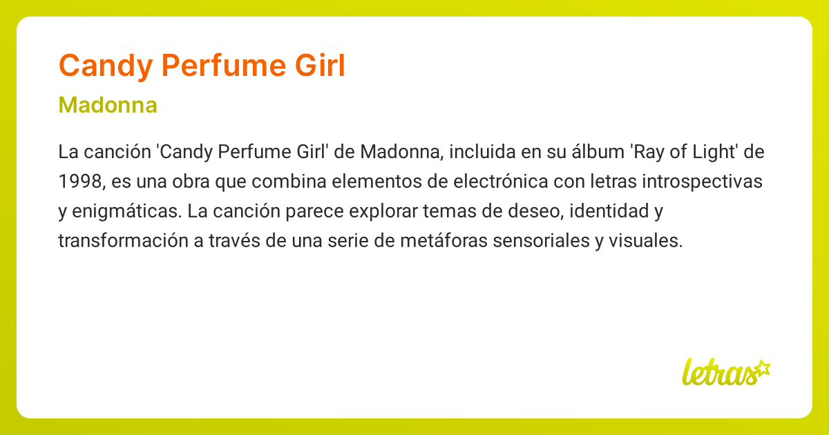 Significado de la canción CANDY PERFUME GIRL (Madonna) - LETRAS.COM