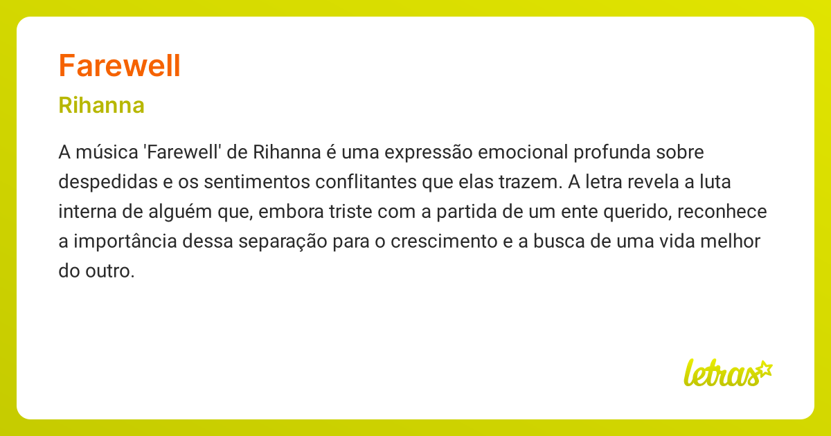 Significado da música FAREWELL (Rihanna) - LETRAS.MUS.BR