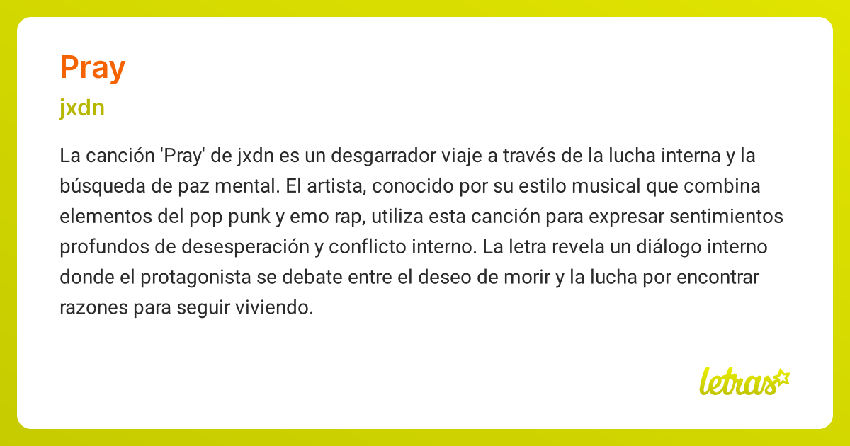 Significado de la canción PRAY (jxdn) - LETRAS.COM