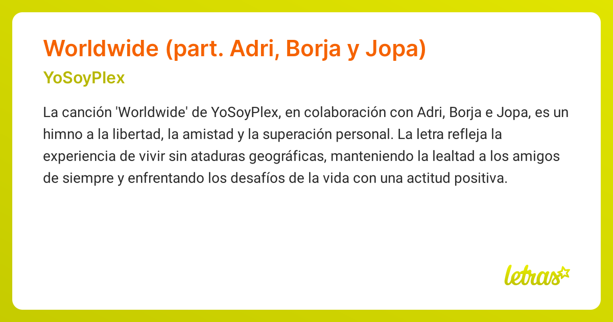Significado De La Canción Worldwide Part Adri Borja Y Jopa