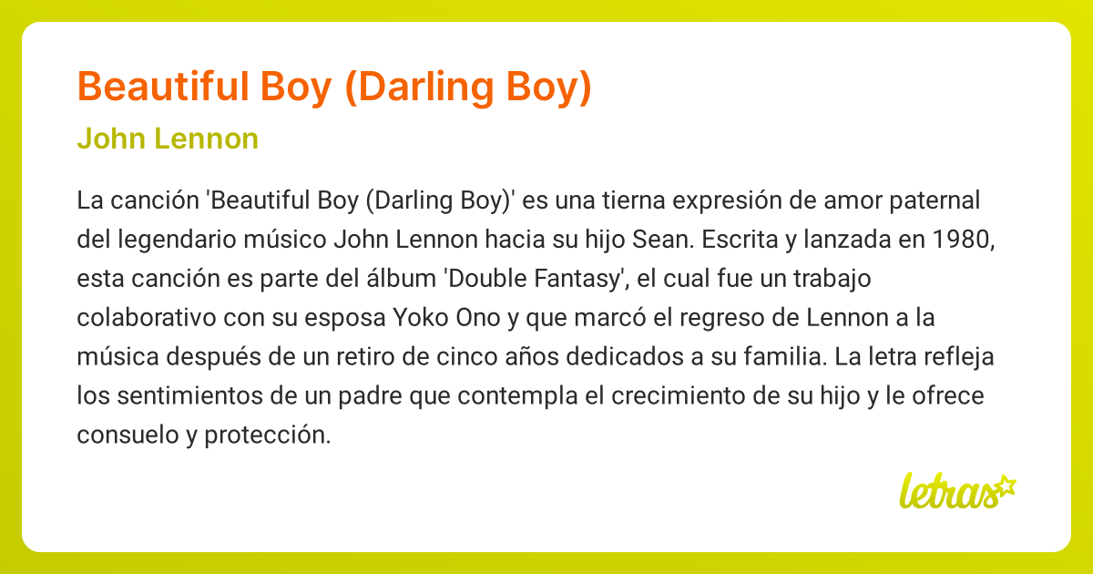 Significado de la canción BEAUTIFUL BOY (DARLING BOY) (John Lennon ...