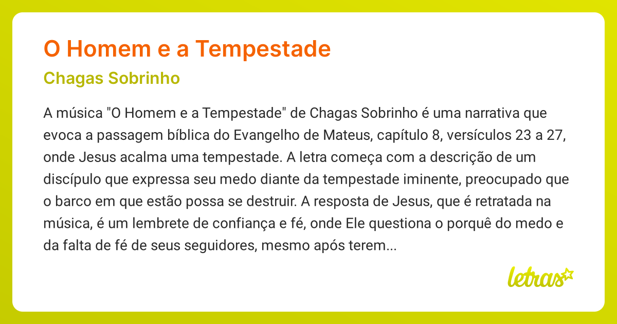 Significado da música O HOMEM E A TEMPESTADE (Chagas Sobrinho) - LETRAS ...