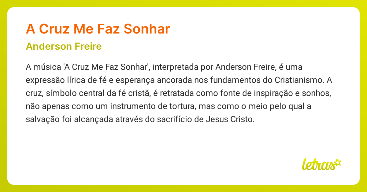 Significado da música A CRUZ ME FAZ SONHAR (Anderson Freire) - LETRAS ...