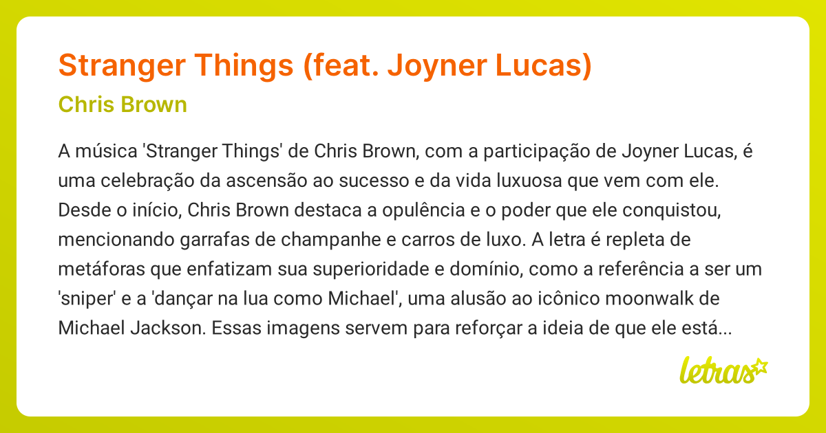 Significado da música Stranger Things (feat. Joyner Lucas) (Chris Brown ...