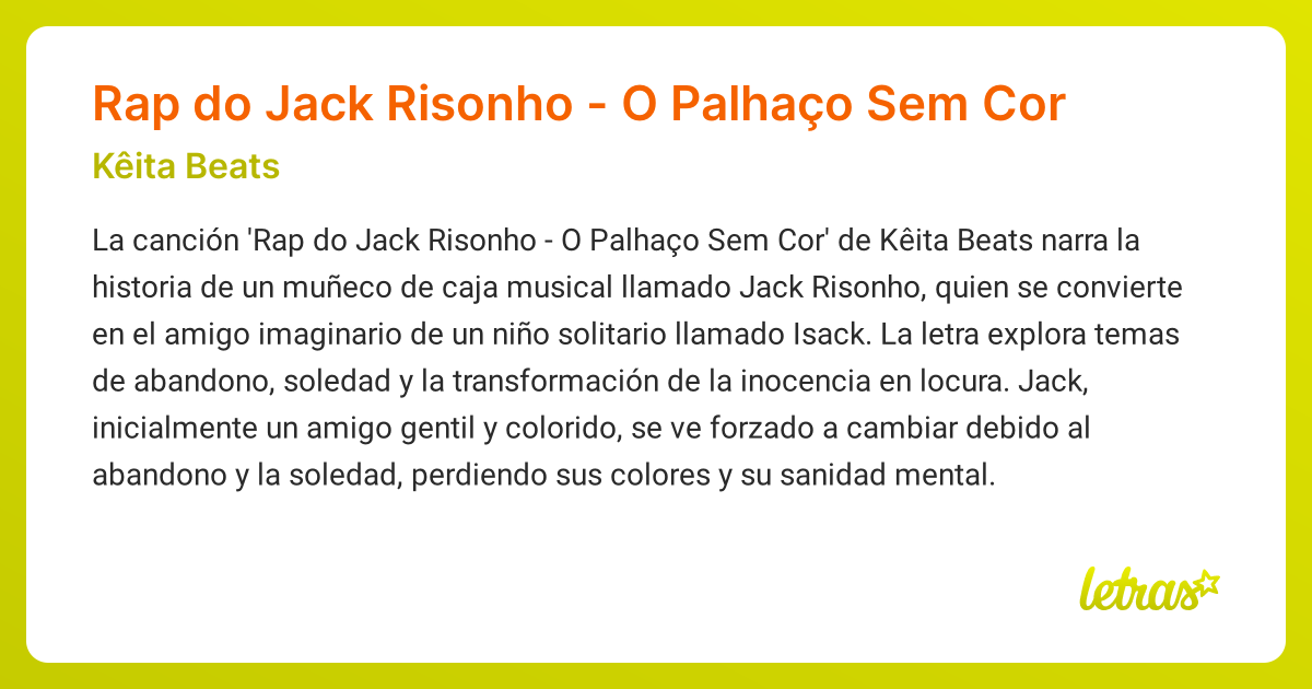 Significado De La Canción Rap Do Jack Risonho O Palhaço Sem Cor