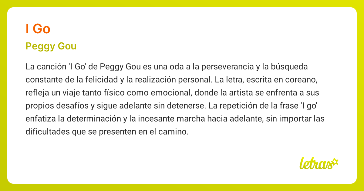 Significado de la canción I GO (Peggy Gou) - LETRAS.COM