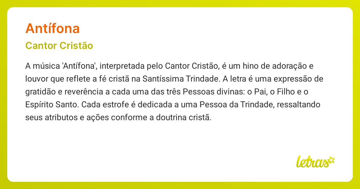 Significado da música ANTÍFONA (Cantor Cristão) - LETRAS.MUS.BR
