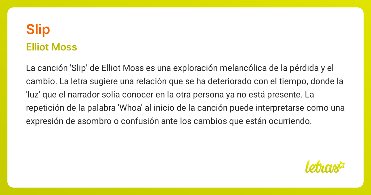 Significado de la canción SLIP (Elliot Moss)