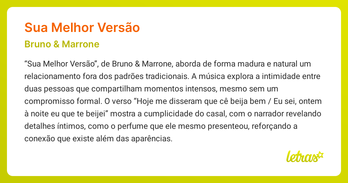 Significado da música SUA MELHOR VERSÃO (Bruno & Marrone) - LETRAS.MUS.BR